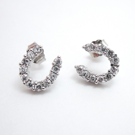 Horseshoe Studs with Cubic Zirconias - Click Image to Close